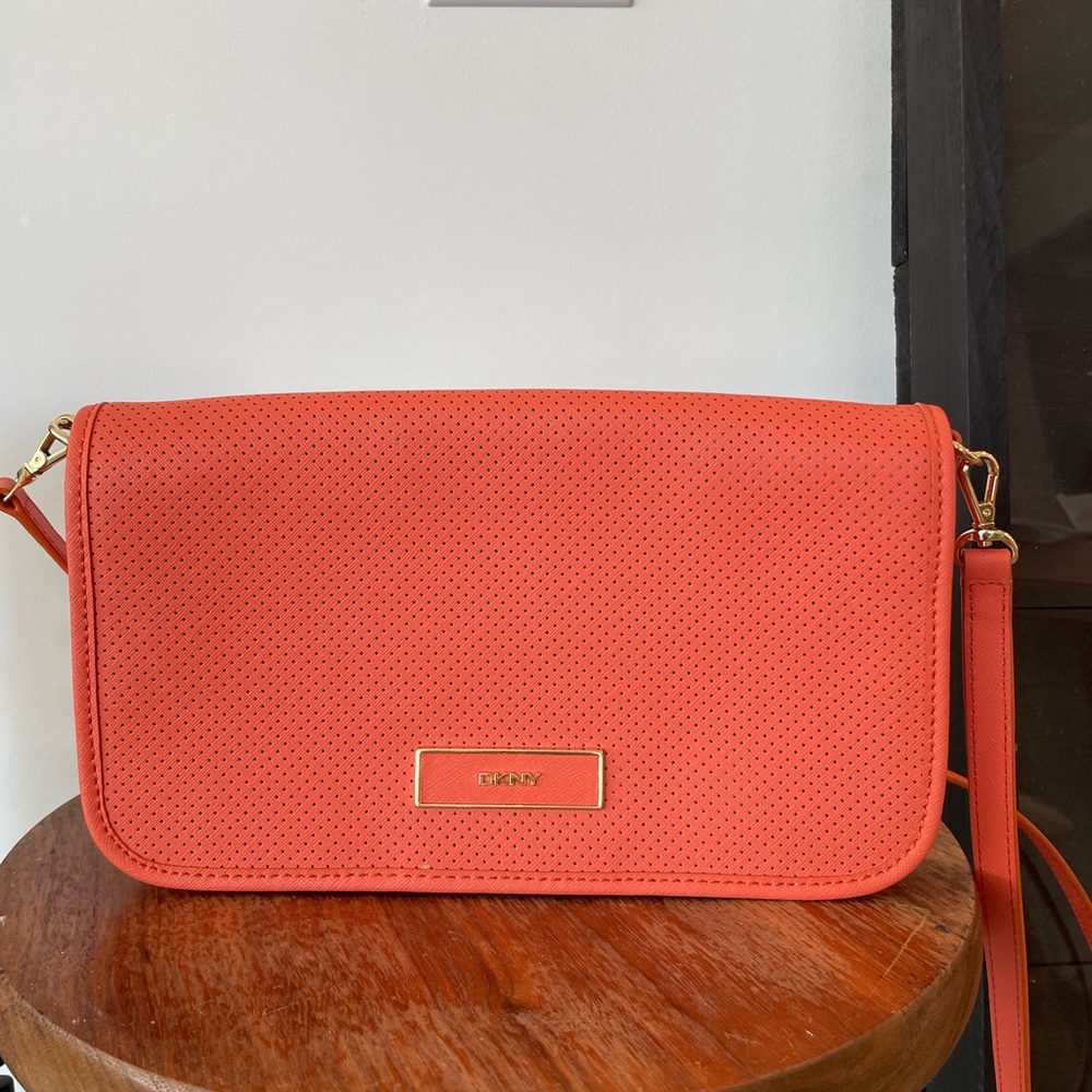 DKNY Orange Leather Crossbody or Clutch